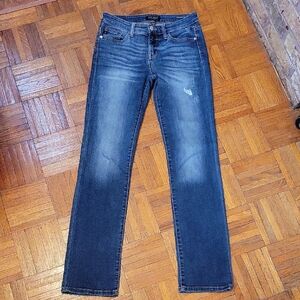 Judy Blue Dark Wash Straight Leg Distressed Denim Jeans Size 27 Like New